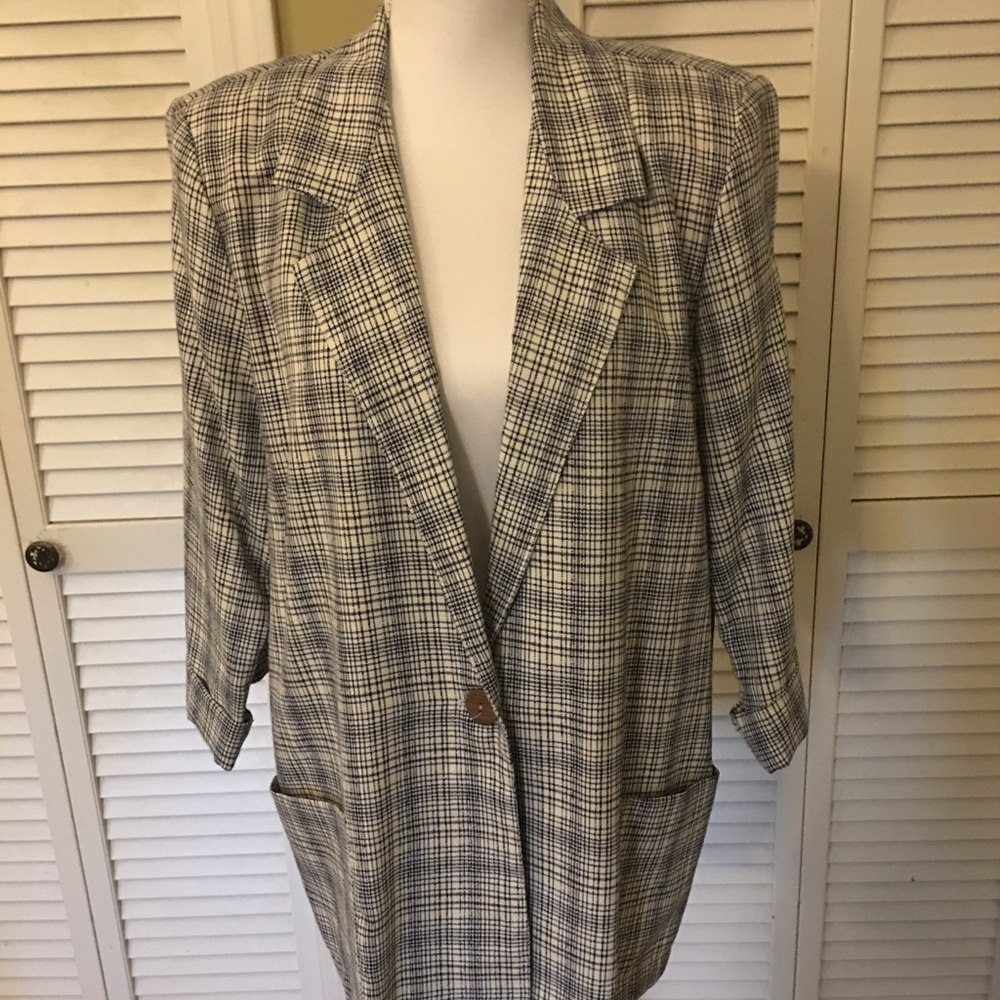 Vintage Alice Stuart Plaid Blazer Size M - Picture 8 of 11